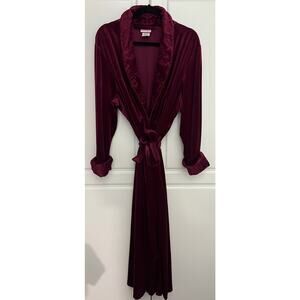 Vintage Granada Burgundy Velour Robe with Belt Pockets Size L